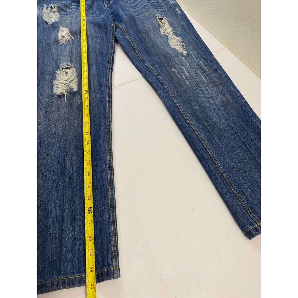 Carbon Black Distressed Jeans Mens 34x30 Blue Ripped Destroyed Denim 100% Cotton - Picture 12 of 15